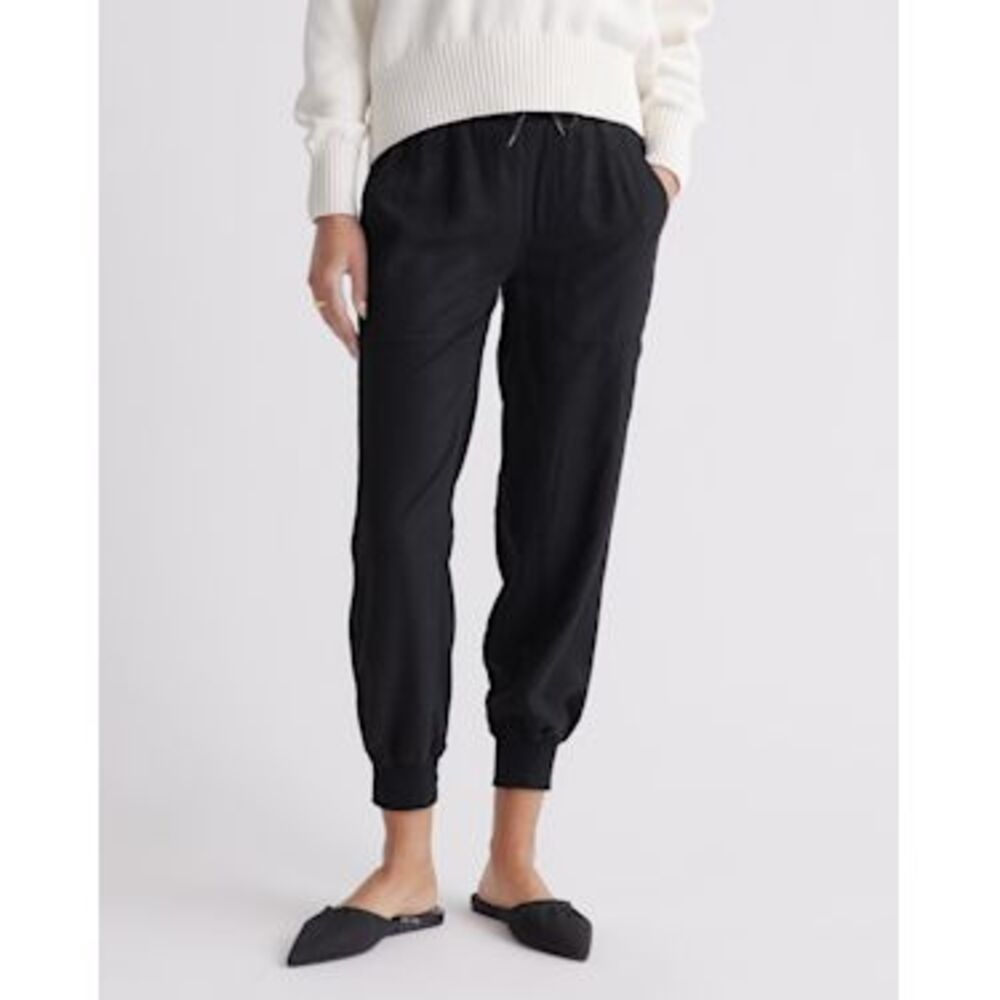 Quince Vintage Wash Tencel Utility Jogger Deep Black Pants L NWT